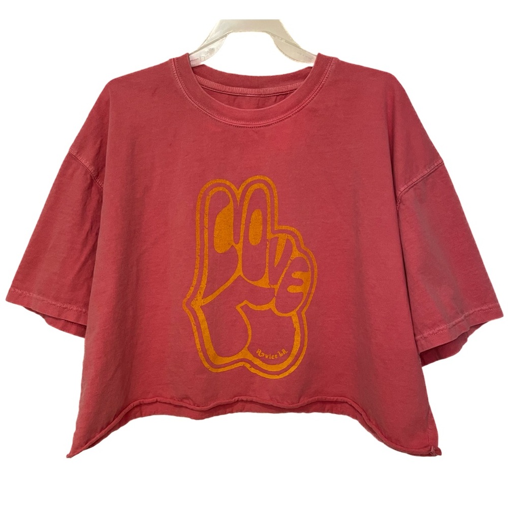 Revice LA Peace Love Crop Top T-shirt Womens OS Oversized Retro 60s 70s Graphics